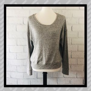 Splendid Gray Ribbed Knit Sweater